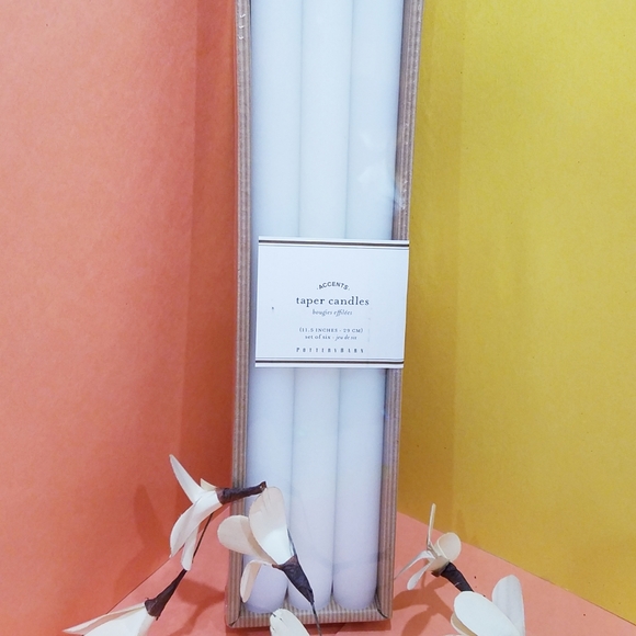 POTTERY BARN 6 TAPER CANDLES BOUGIES SET OF 6